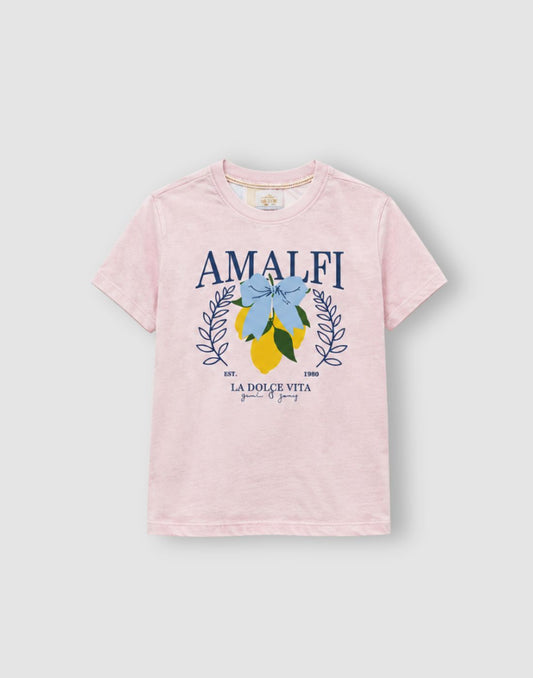 Girls Pink Cotton Knit Half Sleeve Knits Top