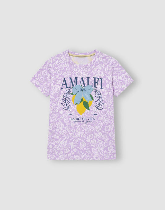 Girls Purple Cotton Knit Half Sleeve Knits Top