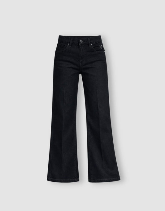 Gini and Jony Boys Navy Blue Solid Denim Mid-Rise Flare Fit Trousers