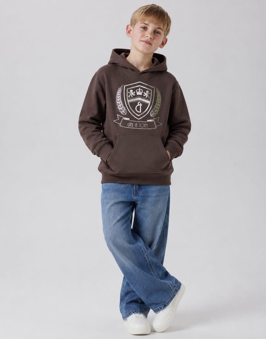 Boys Brown Metallic Print Full Sleeve Sweat Shirt