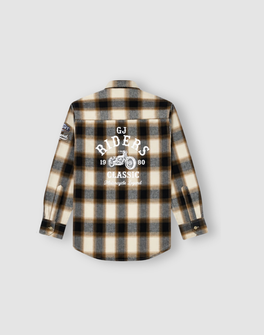 Boys Beige Checks Full Sleeve Shirt