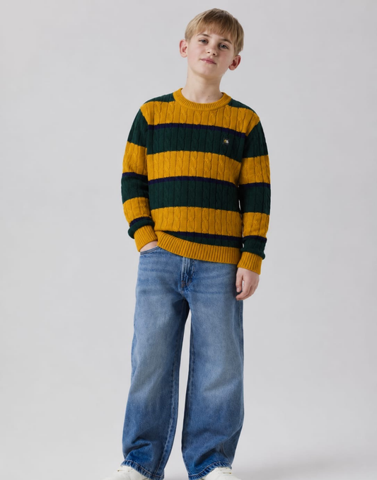 Boys Yellow Acrylic Sweater Full Sleeves