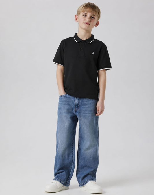 Boys Navy Blue Cotton Polo T-Shirt Half Sleeves
