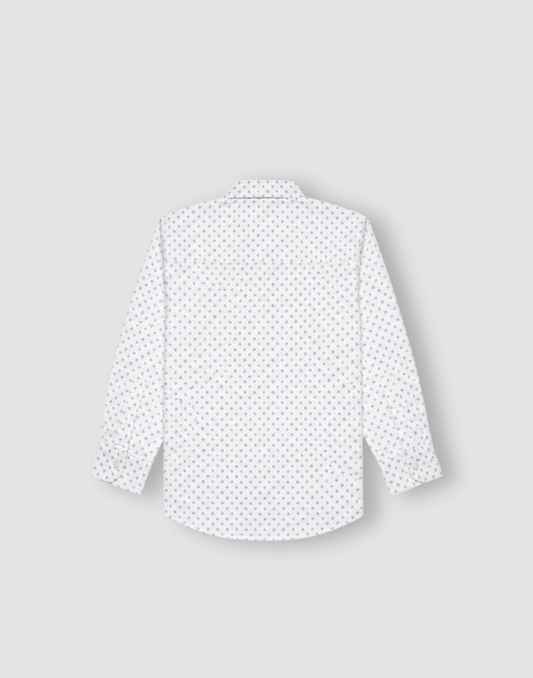 Boys White Polka Dot Full Sleeve Shirt