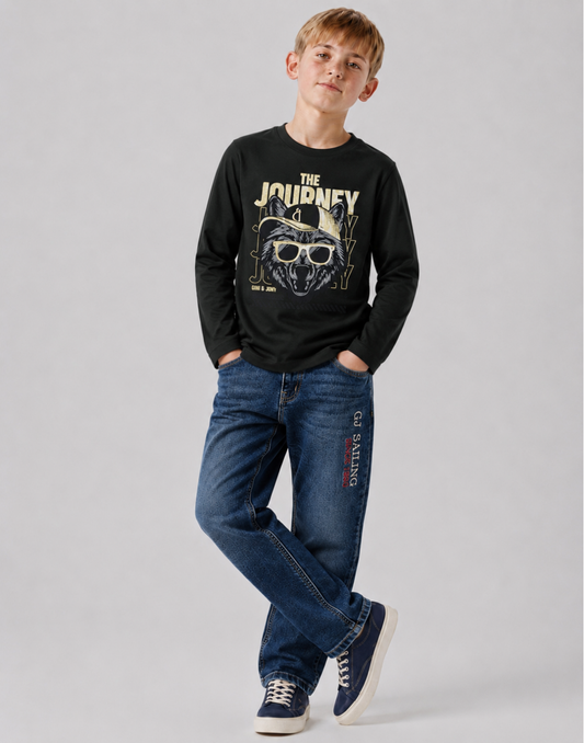Boys Cotton Graphic Full Sleeve T-Shirt