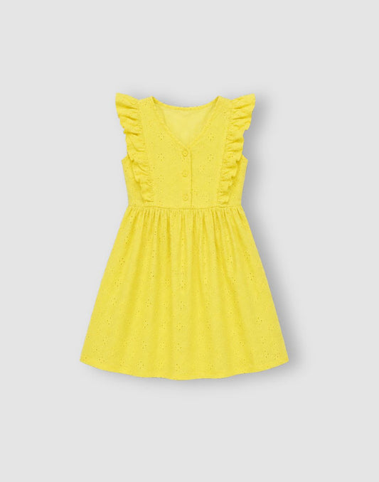 Eyelet Flared Cotton Dress