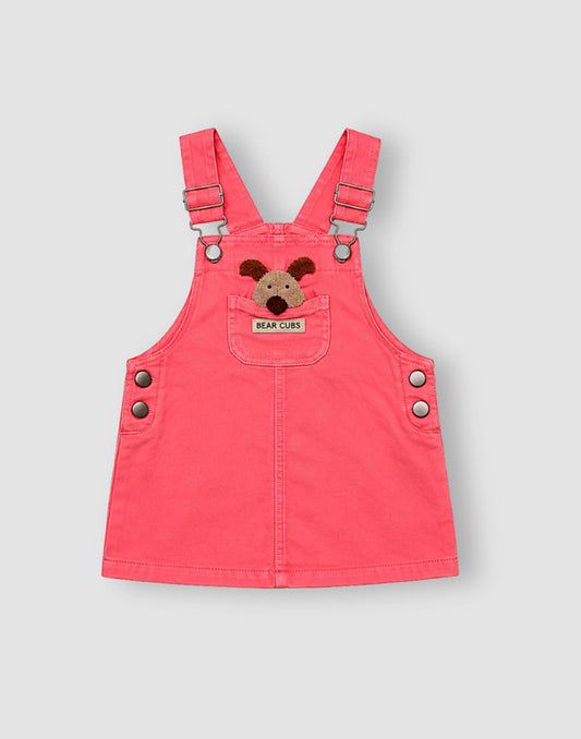 Girls Pink Denim Dungree Sleeveless