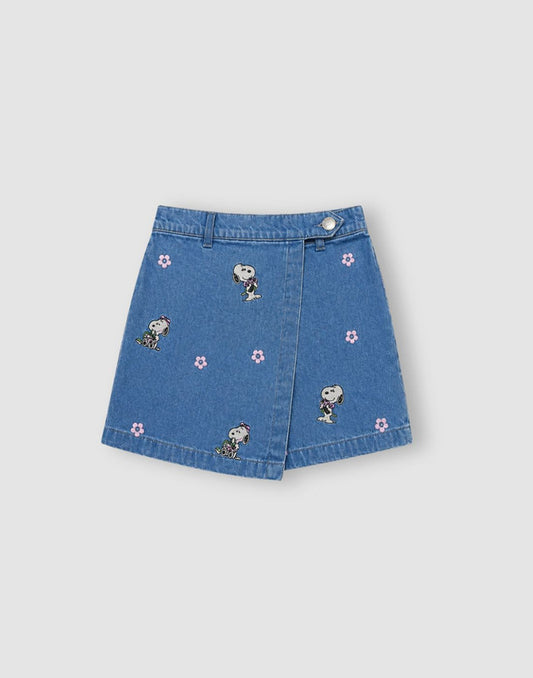 Girls Blue Denim Skorts Fixed Waist