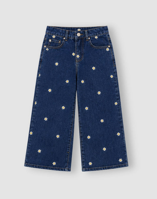 Mid Embroidery Straight Denim Jeans