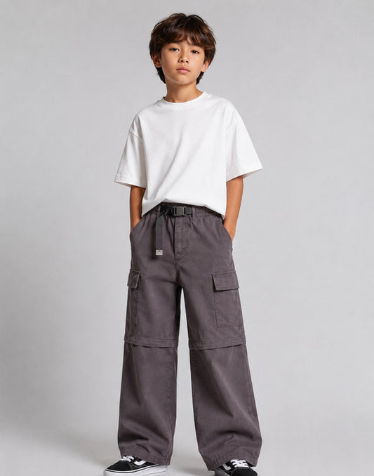 Boys Grey Cotton Trouser Elasticated