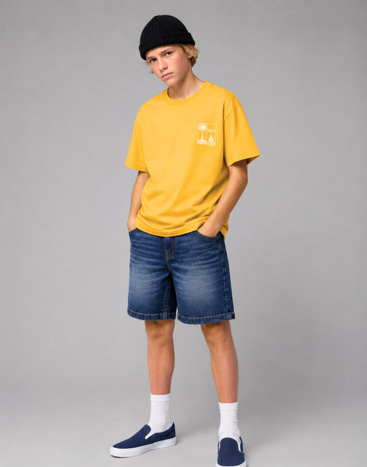 Boys Dark Blue Denim Shorts Fixed Waist