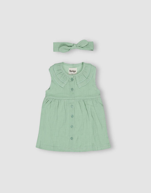 GJ Baby Girls Aqua green Cotton Empire DRESS