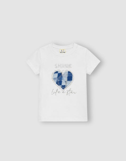 Girls White Cotton Knit Half Sleeve Knits Top