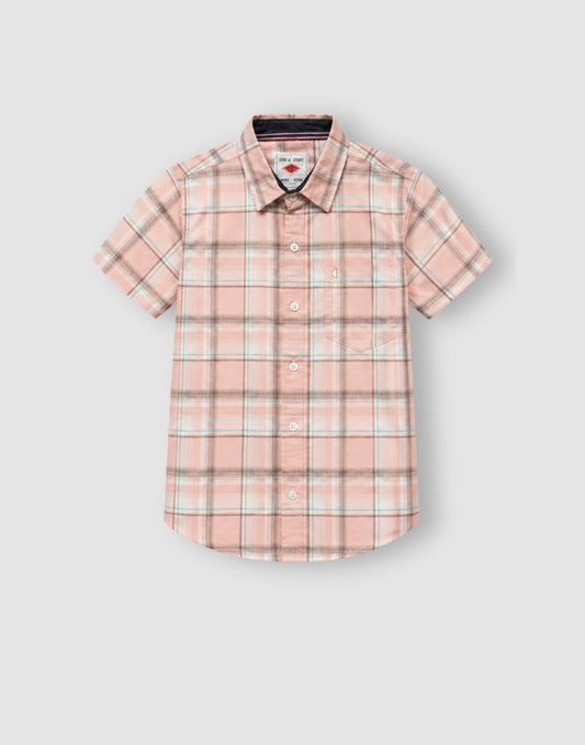 Gini and Jony Boys Pink Cotton Shirt Half Sleeves