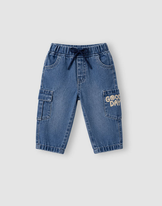 GJ Baby Boys Blue Cotton Fitted JEANS
