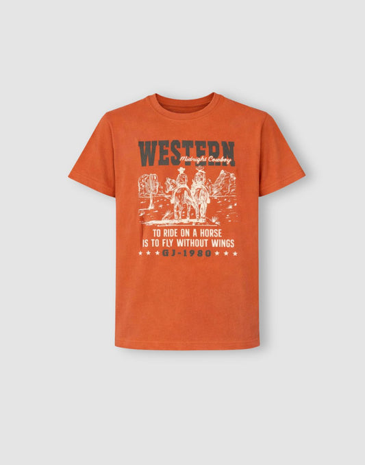 Gini and Jony Boys Red Graphic Cotton T-Shirt