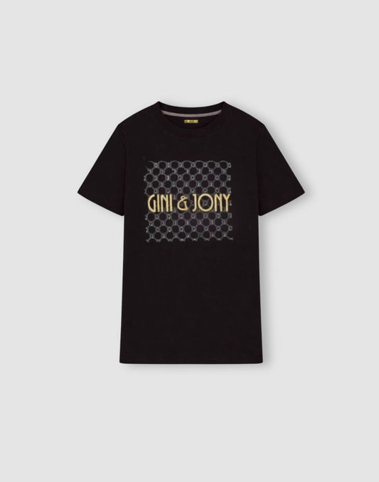 Boys Black Cotton Knit Half Sleeve T-Shirt