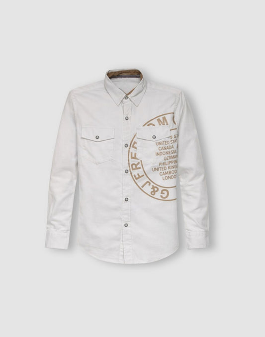 Gini and Jony Boys White Solid Cotton Shirt