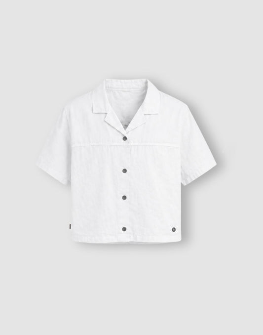 Girls White Cotton Woven Half Sleeve SHIRT