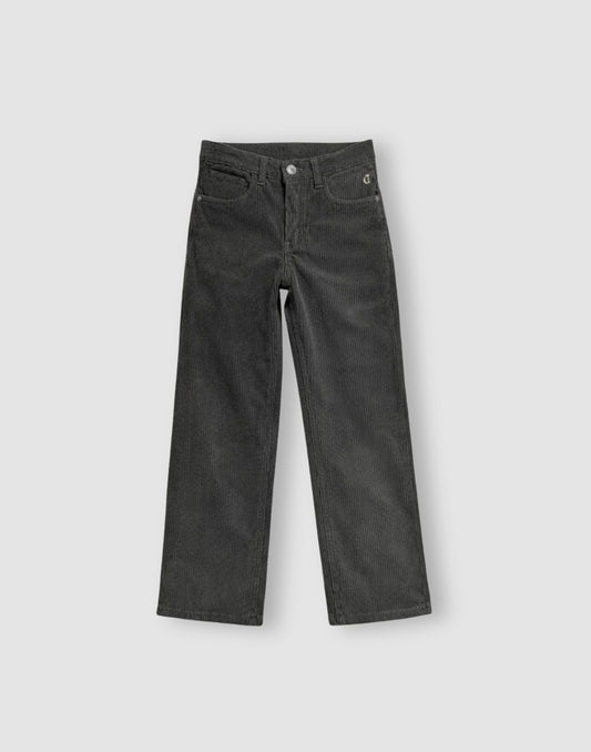 Boys Charcoal Cotton Woven Trouser