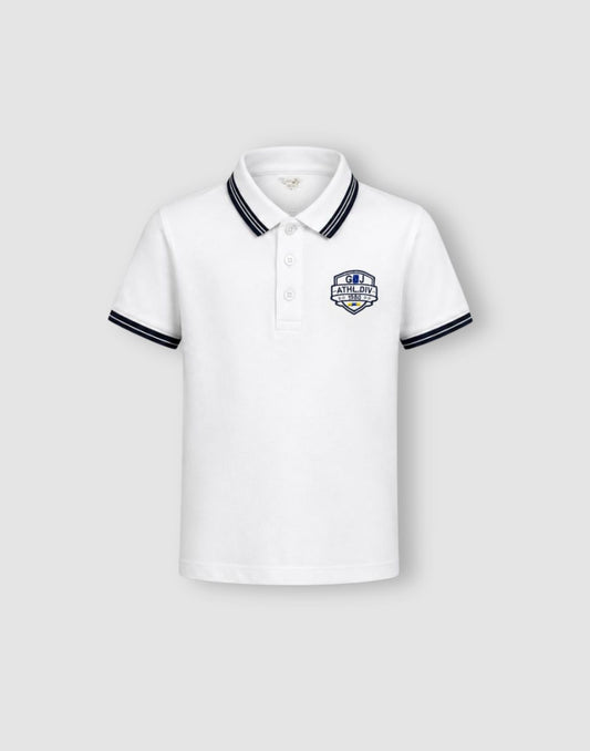 Gini and Jony Boys White Cotton Polo T-Shirt Half Sleeves