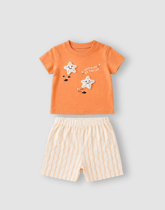 GJ Baby Girls Cotton Graphic Print Co-Ord Set