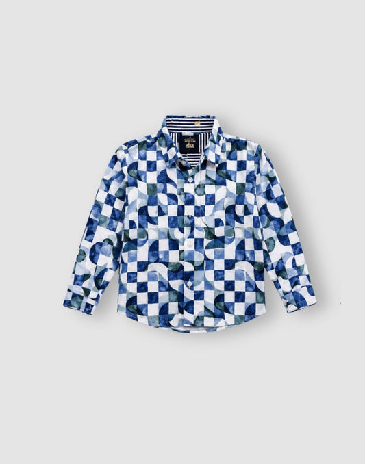 GJ Baby Boys White COTTON MODAL TWILL Regular SHIRT
