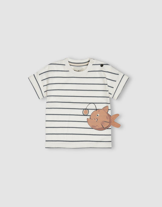 GJ Baby Boys Off white Cotton T-SHIRT