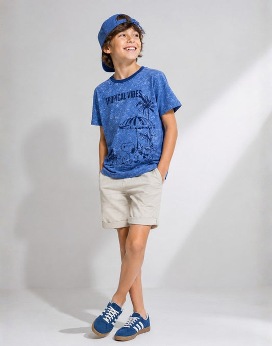 Gini and Jony Boys Blue Jersey T-Shirt Half Sleeves
