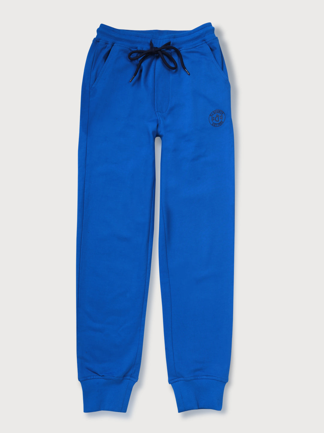 Boys Blue Solid Knits Track Pant