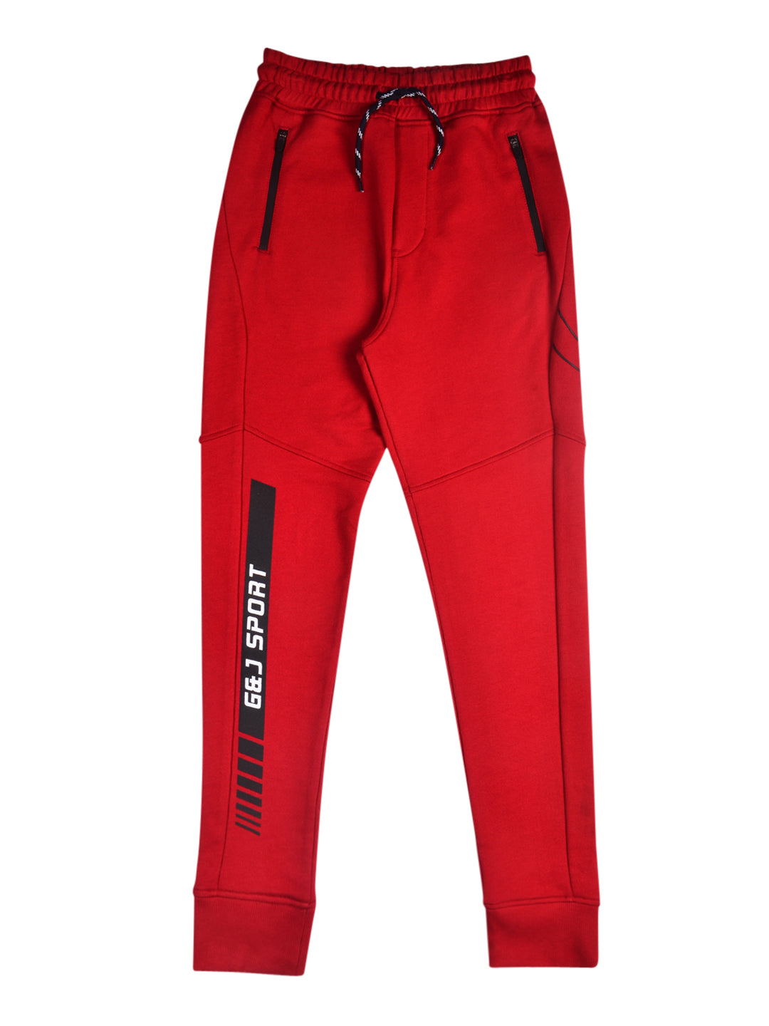 Boys Red Solid Knits Track Pant
