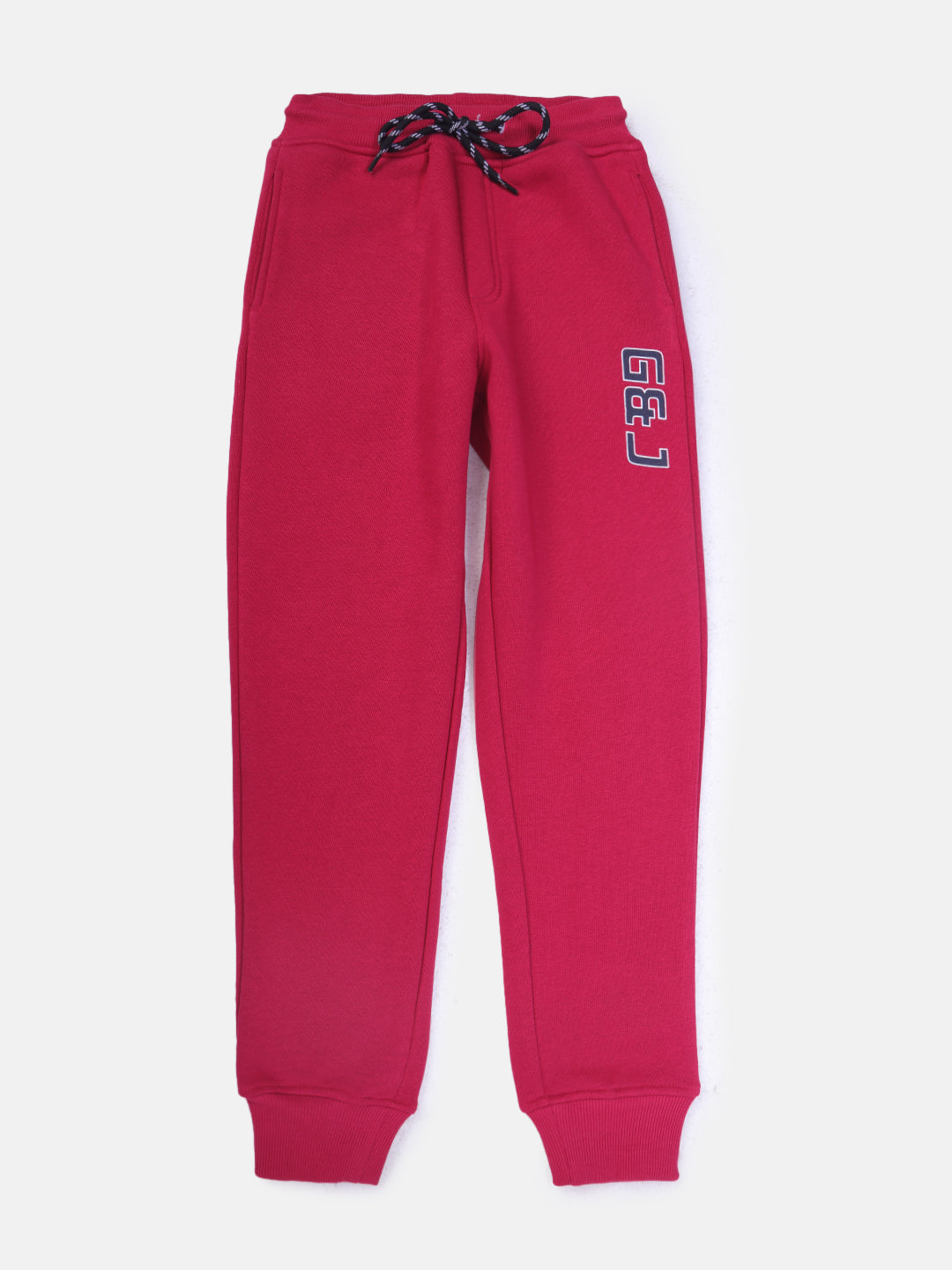 Boys Pink Printed Cotton Track Pant