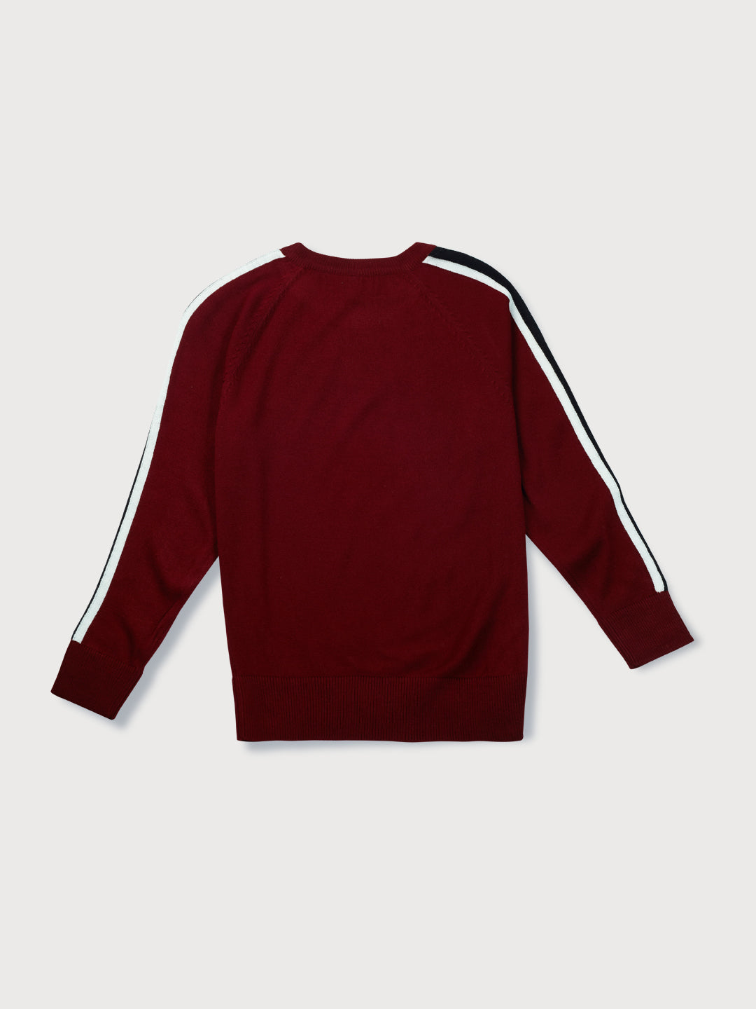 Boys Maroon Solid Woven Sweater