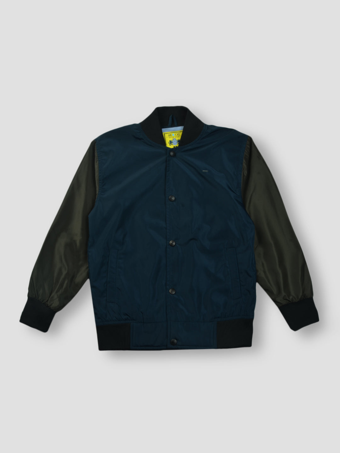 Boys Navy Blue Solid Taffeta Woven Jacket