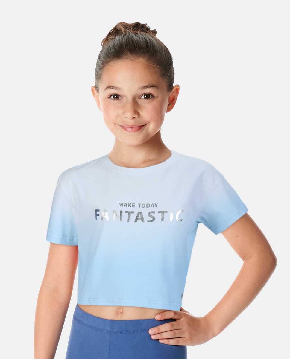Girls Blue Cotton Solid Knits Top