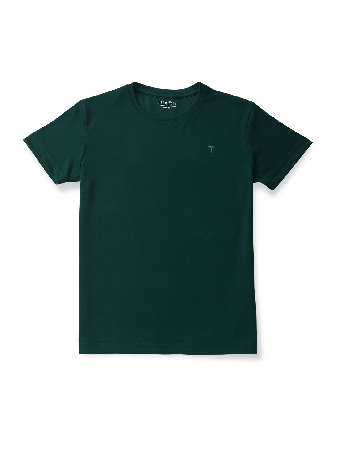 Boys Green Solid Cotton T-Shirt