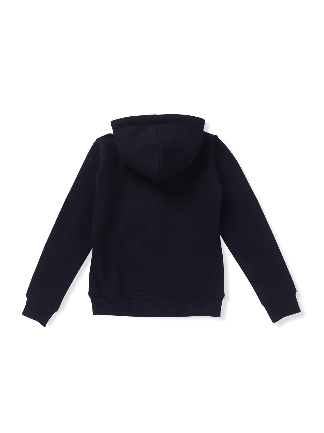 Girls Navy Blue Embroidered Woven Knits Jacket