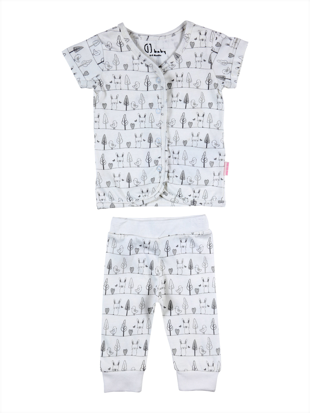 Baby Girls White Printed Knits Co-Ordinate 2 Piece