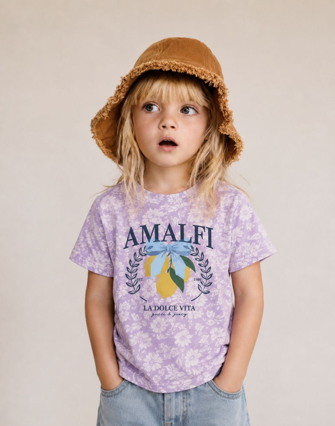Girls Purple Cotton Knit Half Sleeve Knits Top