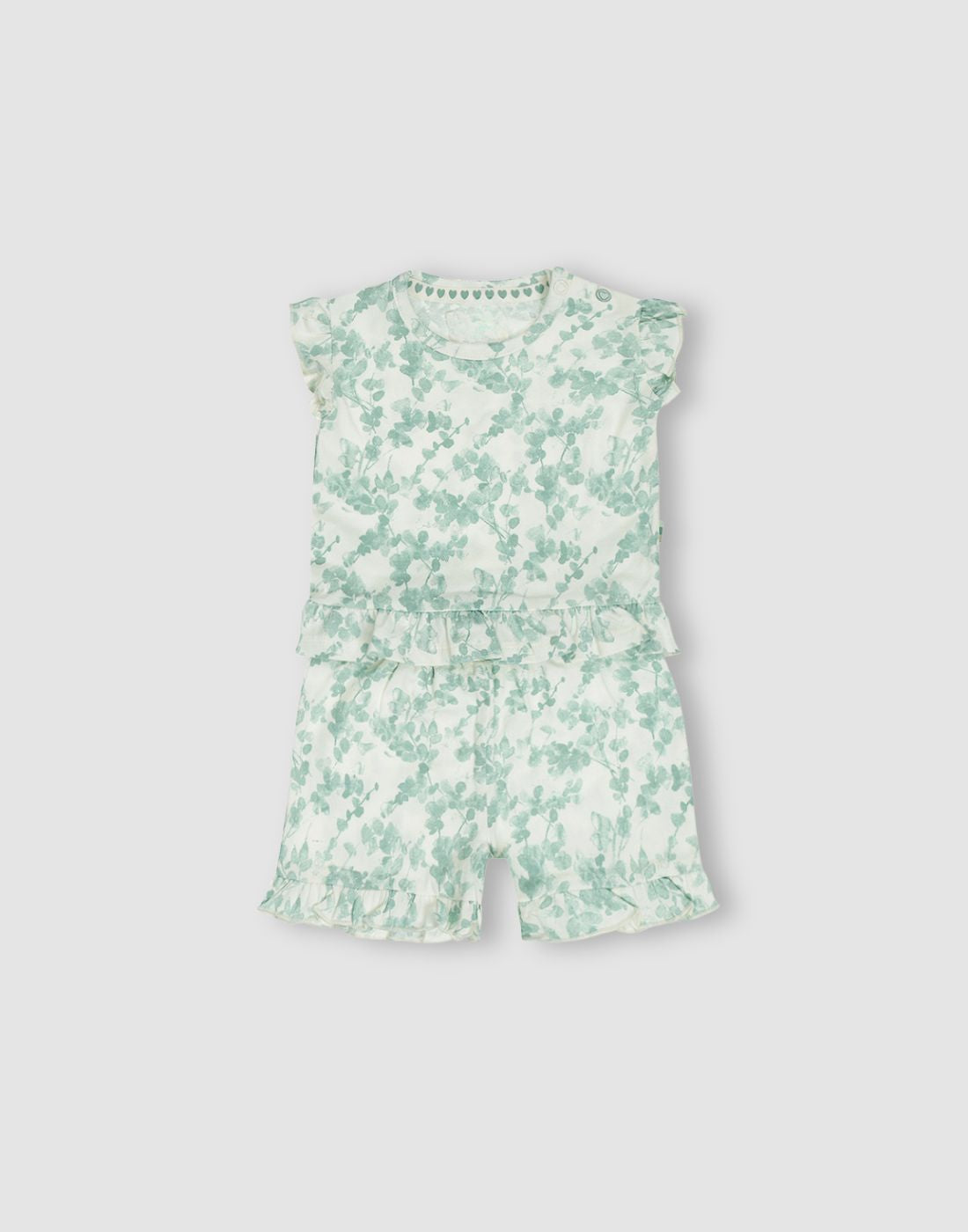GJ Baby Girls Floral Printed Cotton 2-Piece Set (T-Shirt & Shorts)