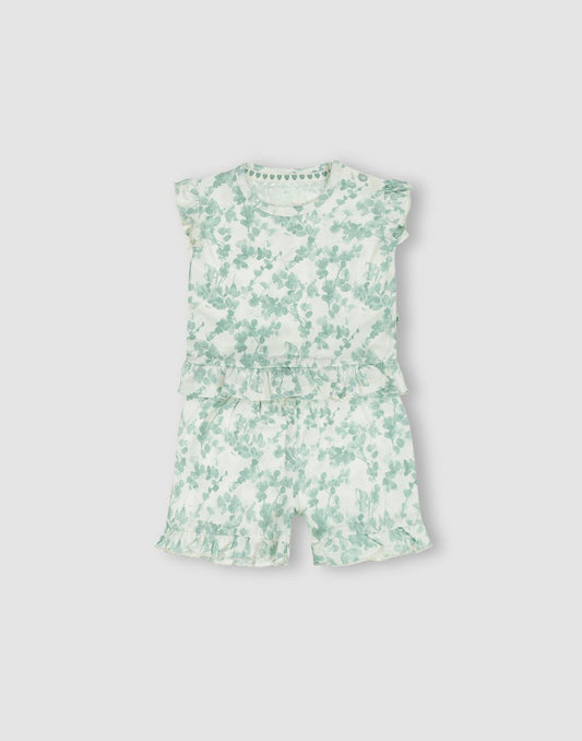 GJ Baby Girls Floral Printed Cotton 2-Piece Set (T-Shirt & Shorts)