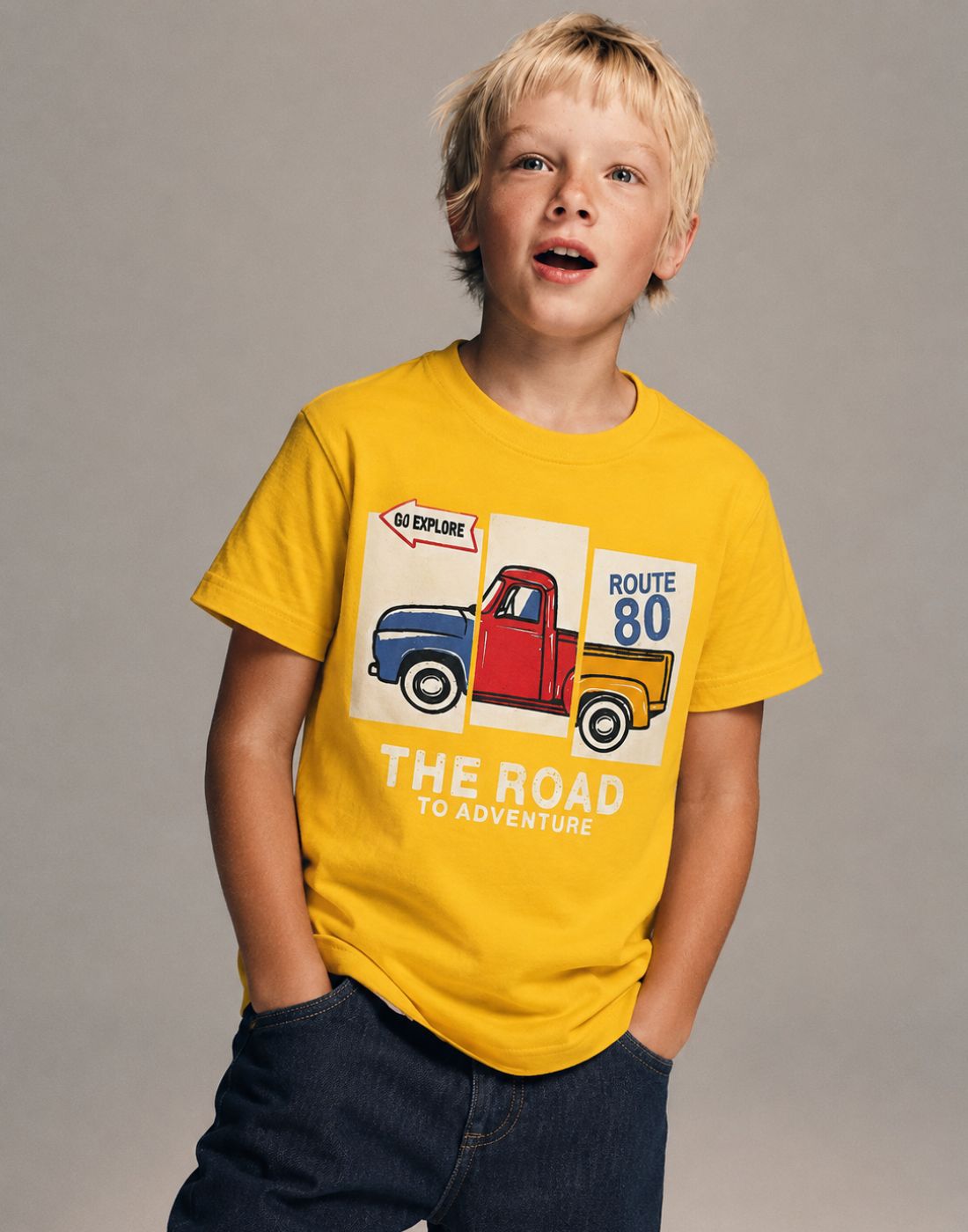 Yellow Graphic Cotton T-Shirt
