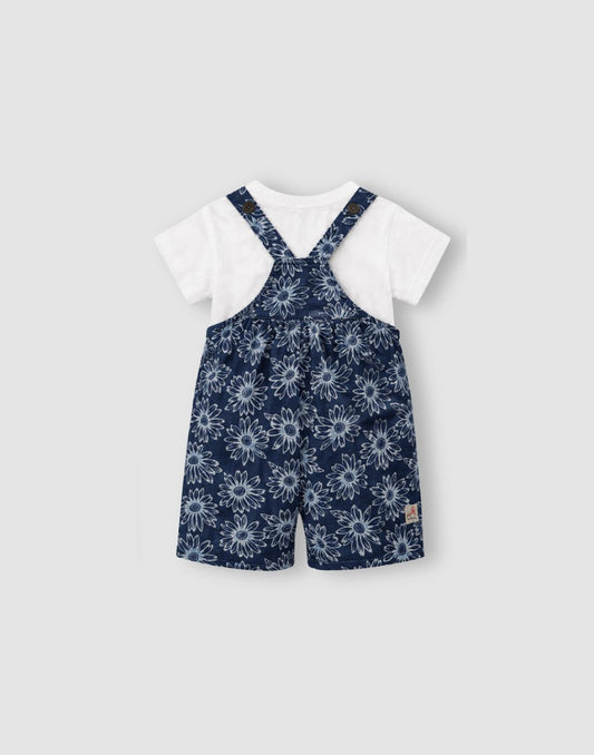 GJ Baby Girls Blue Cotton DUNGAREE
