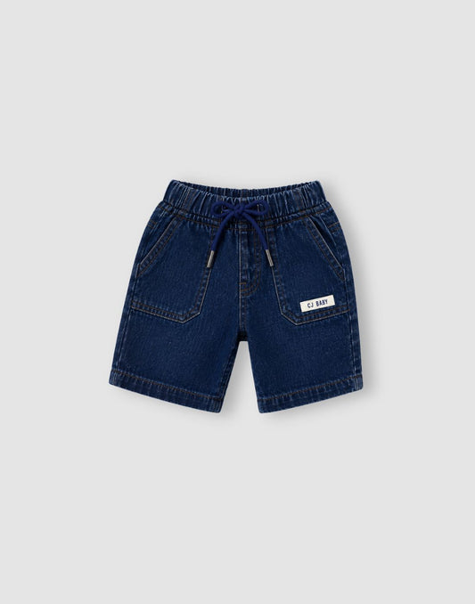 GJ Baby Boys Blue Cotton Relaxed BERMUDA