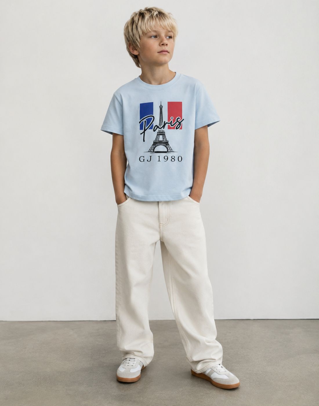 Blue Graphic Cotton T-Shirt