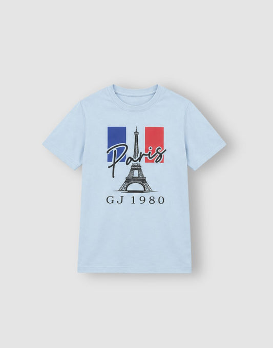 Gini and Jony Boys Blue Graphic Cotton T-Shirt