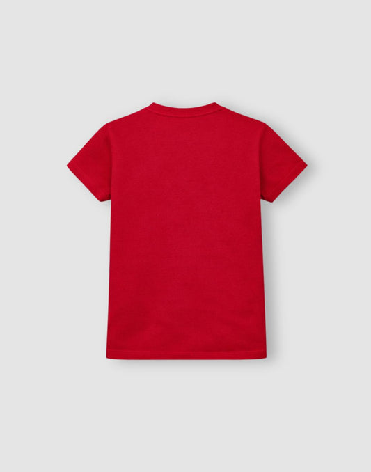 Gini and Jony Girls Red Typography Cotton Knit Top