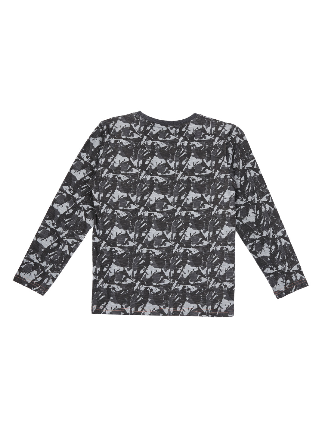Boys Black Graphic Print Cotton T-Shirt Full Sleeves