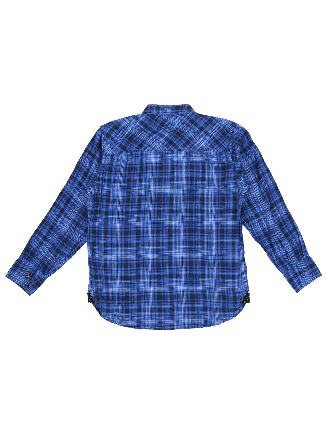 Boys Blue Checks Cotton Shirt Full Sleeves