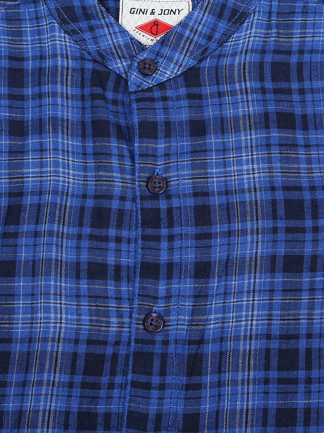 Boys Blue Checks Cotton Shirt Full Sleeves